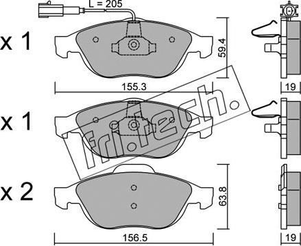 Fri.Tech. 229.1 - Тормозные колодки, дисковые, комплект www.autospares.lv