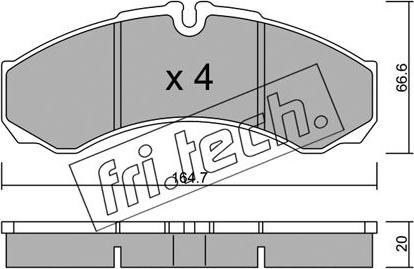 Fri.Tech. 221.6 - Тормозные колодки, дисковые, комплект www.autospares.lv