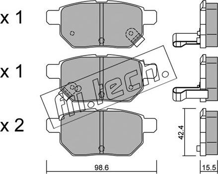 Fri.Tech. 762.0 - Тормозные колодки, дисковые, комплект www.autospares.lv