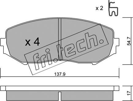 Fri.Tech. 782.0 - Тормозные колодки, дисковые, комплект www.autospares.lv