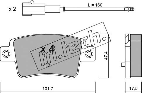 Fri.Tech. 721.1 - Тормозные колодки, дисковые, комплект www.autospares.lv