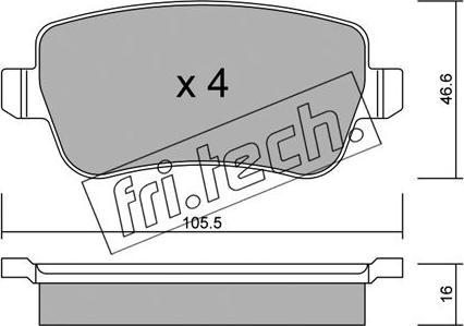 Fri.Tech. 722.0 - Тормозные колодки, дисковые, комплект www.autospares.lv