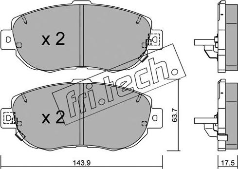 Fri.Tech. 772.0 - Тормозные колодки, дисковые, комплект www.autospares.lv