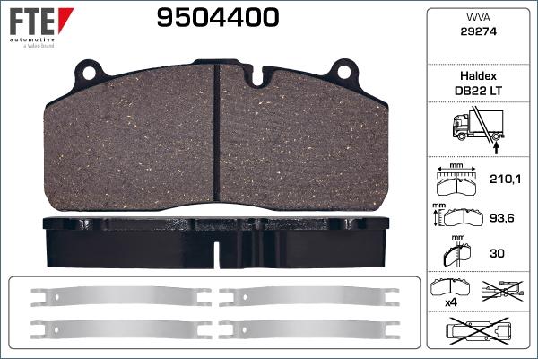 FTE 9504400 - Brake Pad Set, disc brake www.autospares.lv