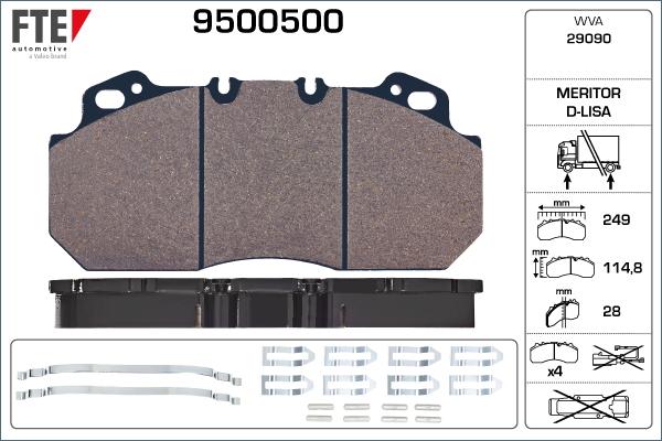 FTE 9500500 - Bremžu uzliku kompl., Disku bremzes www.autospares.lv