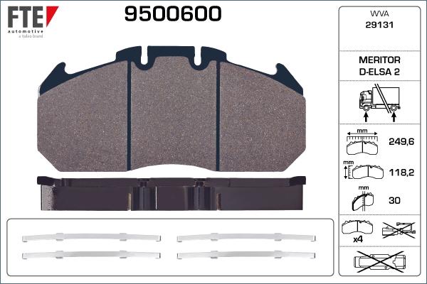 FTE 9500600 - Тормозные колодки, дисковые, комплект www.autospares.lv