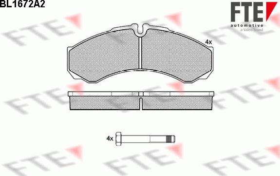 FTE BL1672A2 - Bremžu uzliku kompl., Disku bremzes www.autospares.lv