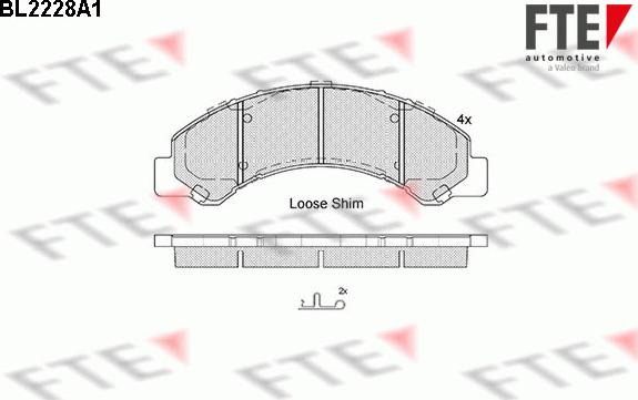 FTE BL2228A1 - Bremžu uzliku kompl., Disku bremzes www.autospares.lv