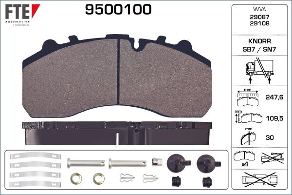 FTE 9500100 - Brake Pad Set, disc brake www.autospares.lv