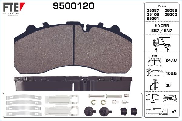 FTE 9500120 - Brake Pad Set, disc brake www.autospares.lv