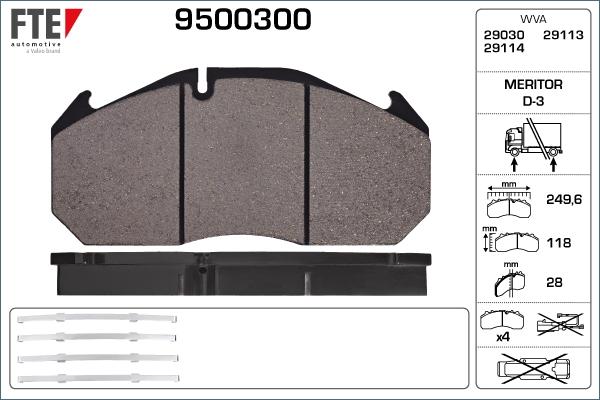 FTE 9500300 - Тормозные колодки, дисковые, комплект www.autospares.lv