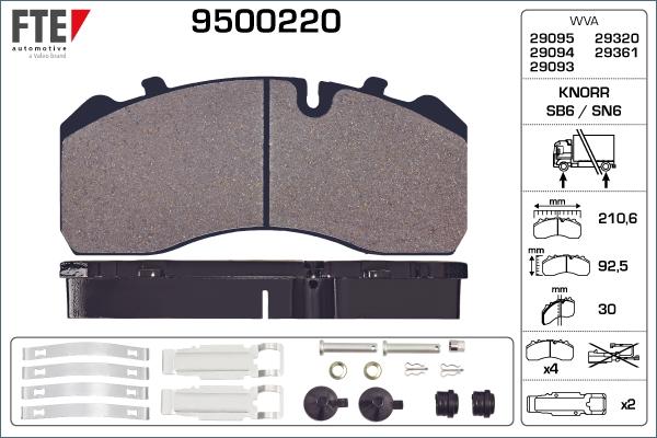 FTE 9500220 - Brake Pad Set, disc brake www.autospares.lv