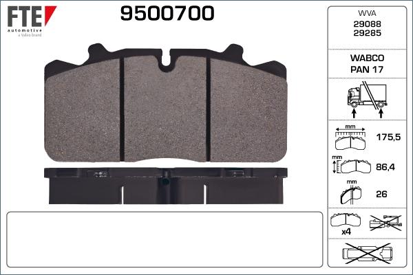 FTE 9500700 - Brake Pad Set, disc brake www.autospares.lv