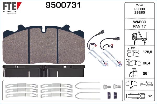 FTE 9500731 - Bremžu uzliku kompl., Disku bremzes www.autospares.lv