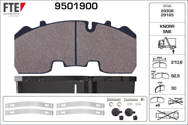 FTE 9501900 - Brake Pad Set, disc brake www.autospares.lv