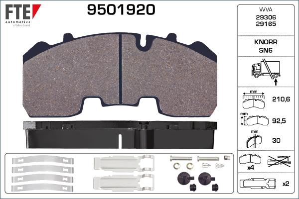 FTE 9501920 - Brake Pad Set, disc brake www.autospares.lv