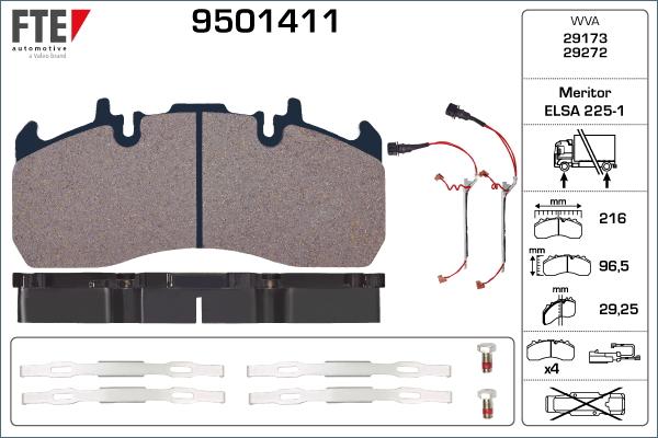 FTE 9501411 - Bremžu uzliku kompl., Disku bremzes www.autospares.lv