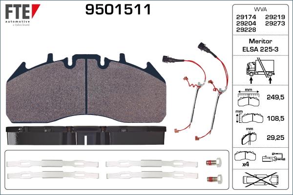 FTE 9501511 - Bremžu uzliku kompl., Disku bremzes www.autospares.lv