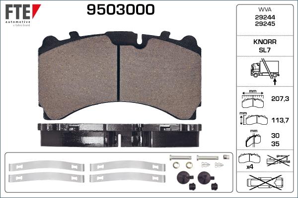 FTE 9503000 - Тормозные колодки, дисковые, комплект www.autospares.lv