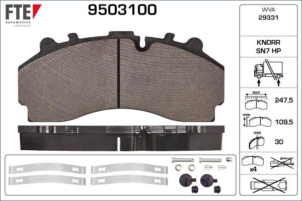 FTE 9503100 - Brake Pad Set, disc brake www.autospares.lv