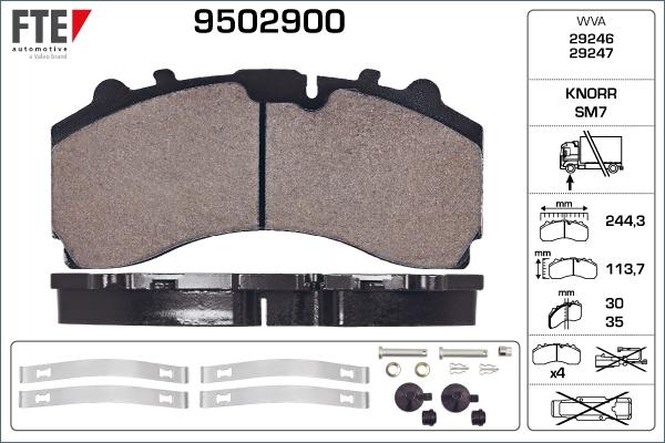 FTE 9502900 - Brake Pad Set, disc brake www.autospares.lv