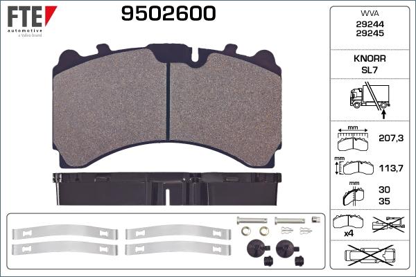 FTE 9502600 - Brake Pad Set, disc brake www.autospares.lv