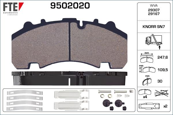 FTE 9502020 - Bremžu uzliku kompl., Disku bremzes www.autospares.lv