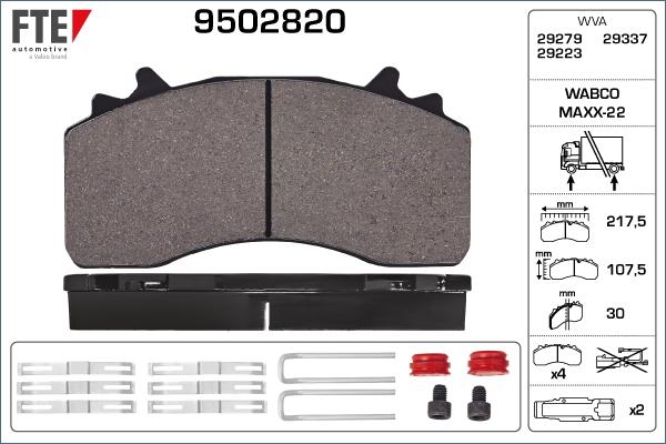 FTE 9502820 - Bremžu uzliku kompl., Disku bremzes www.autospares.lv