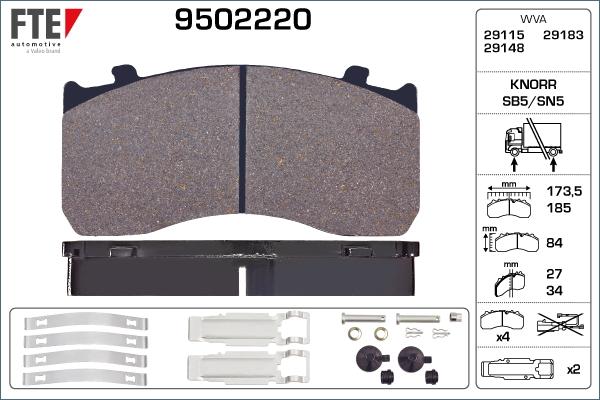 FTE 9502220 - Brake Pad Set, disc brake www.autospares.lv