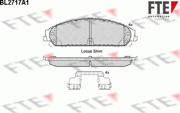 FTE BL2717A1 - Bremžu uzliku kompl., Disku bremzes www.autospares.lv