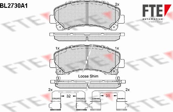 FTE BL2730A1 - Bremžu uzliku kompl., Disku bremzes www.autospares.lv