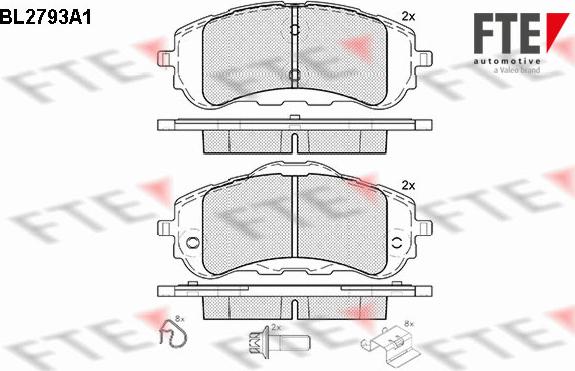 FTE BL2793A1 - Bremžu uzliku kompl., Disku bremzes www.autospares.lv