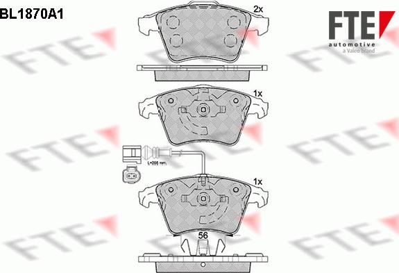 FTE BL1870A1 - Bremžu uzliku kompl., Disku bremzes www.autospares.lv