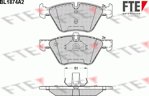 FTE BL1874A2 - Bremžu uzliku kompl., Disku bremzes www.autospares.lv