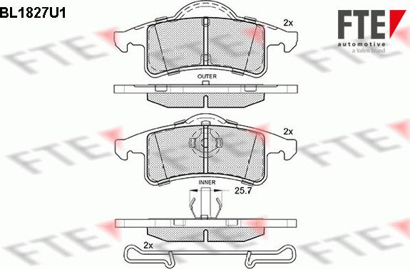 FTE BL1827U1 - Bremžu uzliku kompl., Disku bremzes www.autospares.lv