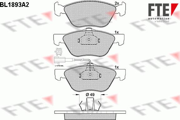 FTE BL1893A2 - Тормозные колодки, дисковые, комплект www.autospares.lv