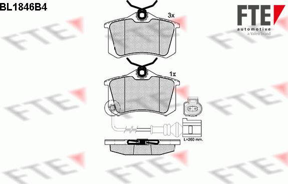 FTE BL1846B4 - Bremžu uzliku kompl., Disku bremzes www.autospares.lv