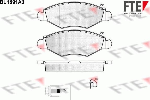 FTE BL1891A3 - Тормозные колодки, дисковые, комплект www.autospares.lv