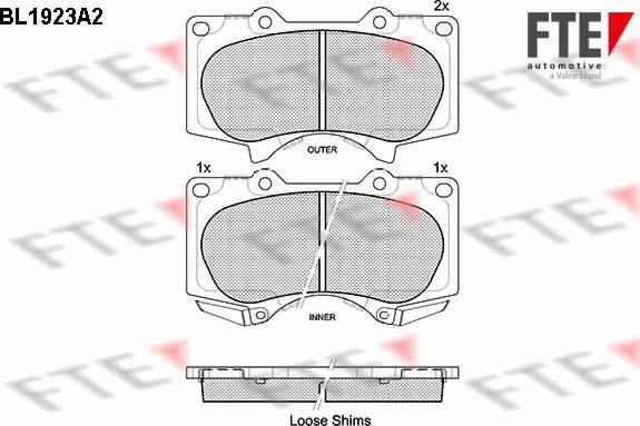 FTE BL1923A2 - Bremžu uzliku kompl., Disku bremzes www.autospares.lv