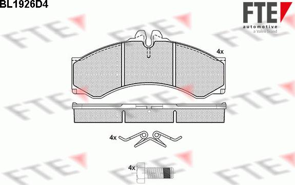 FTE BL1926D4 - Тормозные колодки, дисковые, комплект www.autospares.lv