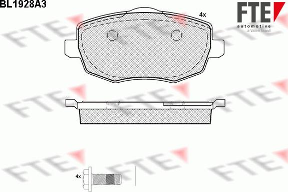 FTE BL1928A3 - Bremžu uzliku kompl., Disku bremzes www.autospares.lv