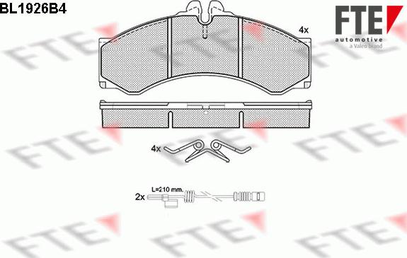 FTE BL1926B4 - Тормозные колодки, дисковые, комплект www.autospares.lv