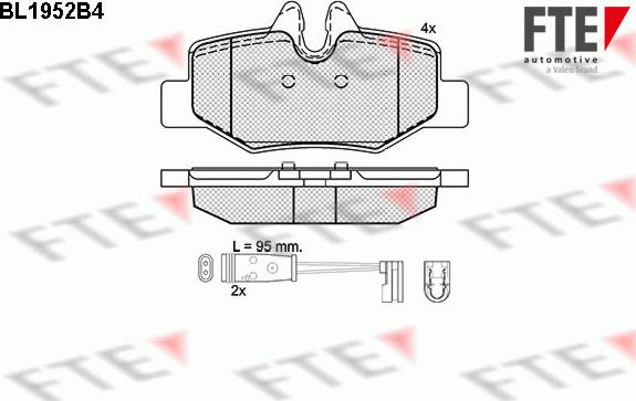 FTE BL1952B4 - Bremžu uzliku kompl., Disku bremzes www.autospares.lv