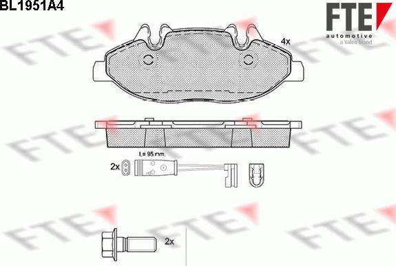 FTE BL1951A4 - Bremžu uzliku kompl., Disku bremzes www.autospares.lv