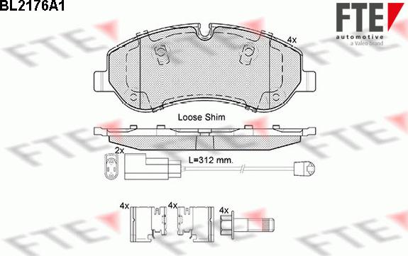 FTE BL2176A1 - Bremžu uzliku kompl., Disku bremzes autospares.lv