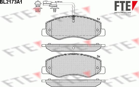 FTE BL2173A1 - Bremžu uzliku kompl., Disku bremzes www.autospares.lv