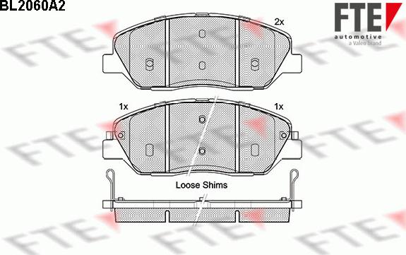 FTE BL2060A2 - Тормозные колодки, дисковые, комплект www.autospares.lv