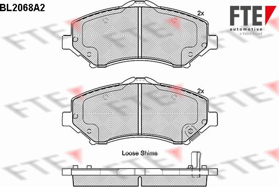 FTE BL2068A2 - Bremžu uzliku kompl., Disku bremzes www.autospares.lv