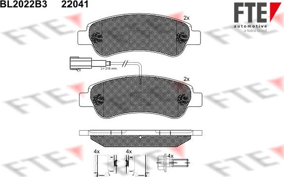 FTE BL2022B3 - Bremžu uzliku kompl., Disku bremzes autospares.lv