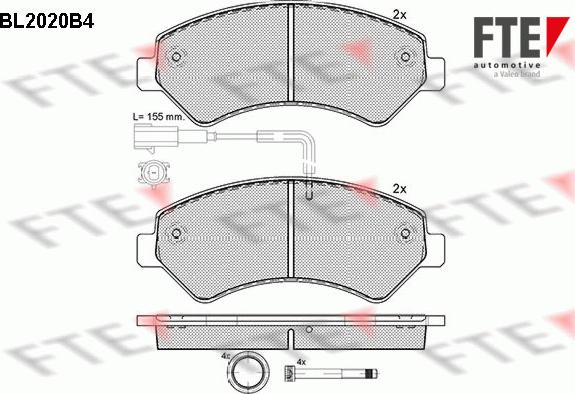 FTE BL2020B4 - Bremžu uzliku kompl., Disku bremzes autospares.lv